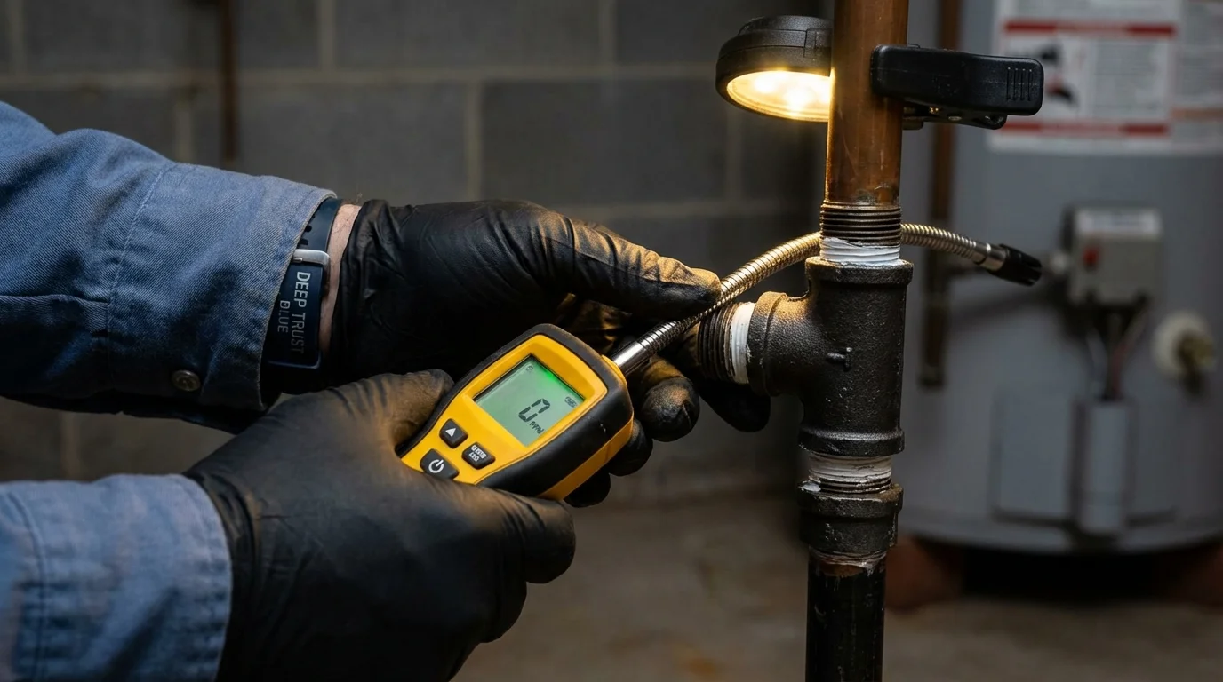 Gas leak detection with electronic sniffer by Johns Plumbing LLC in Milton