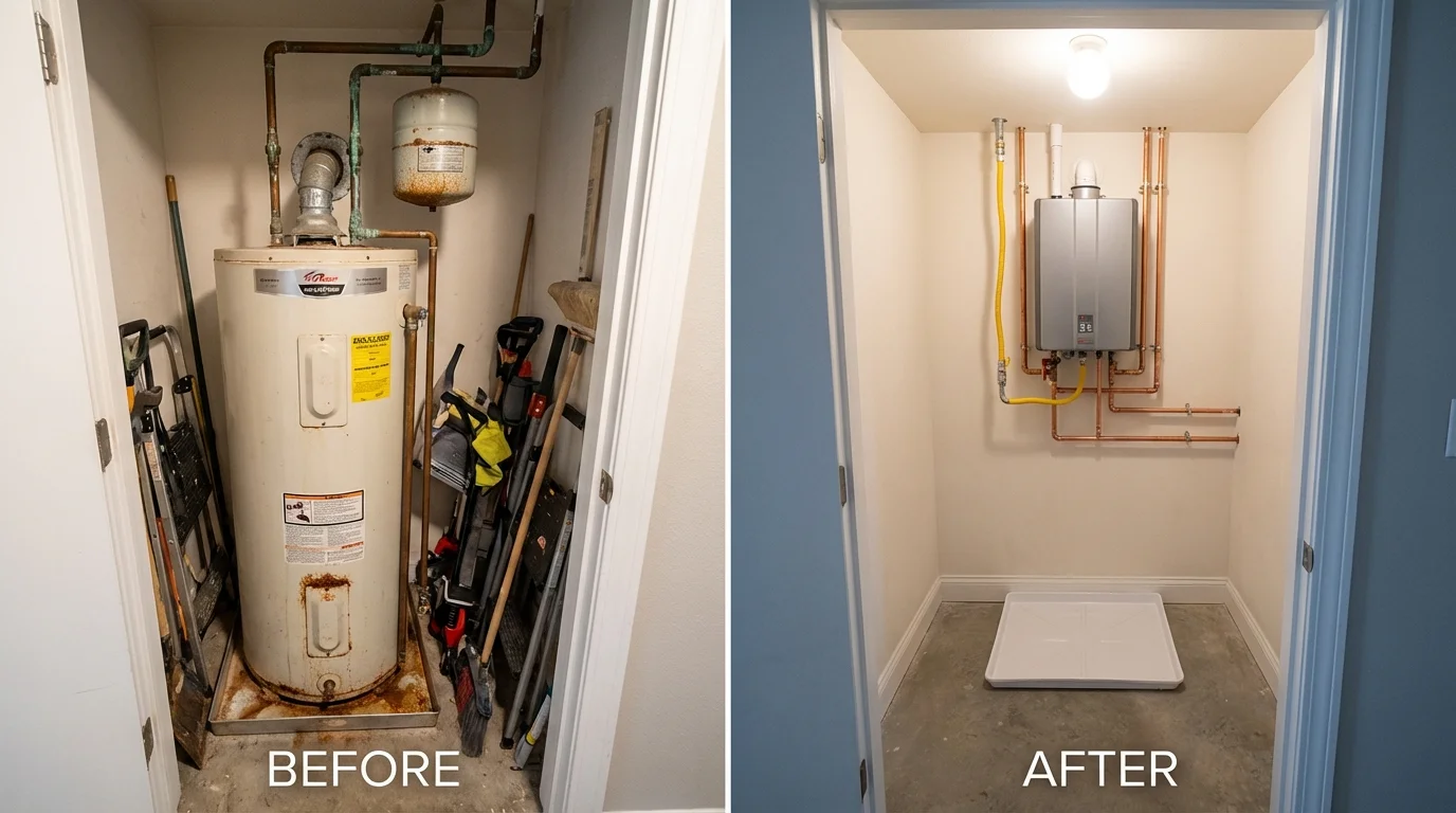 Tank water heater versus wall-mounted tankless unit comparison for Milton, VT homeowners